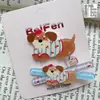Dos Paquetes de Lindos Pasadores de Oso de Dibujos Animados Autocríticos, Pinzas de Pato Dulces para Estudiantes, Accesorios para el Cabello con Pinza de Corazón Femenino de Acrílico para Flecos