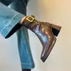 Botines de Tacón Alto Cuadrado con Suela Silenciosa Chuyuji para Mujer, Botas Elegantes de Tacón Grueso de Lujo Ligero, Botas Versátiles Adelgazantes de Superficie Suave, Modelo Nuevo