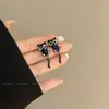 Conjunto Divertido de Brincos de Gato Preto Desenho Animado para Mulheres, Design Fofo de Cauda de Gato, Brincos de Design de Nicho para Estudantes