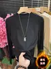 Camiseta Base de Cuello Medio Alto para Otoño e Invierno para Mujer 2026 Nuevo Mousse Cepillado Más Terciopelo Ajuste Delgado Cálido Nicho Ropa Interior Superior