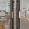 Manija de Puerta de Vidrio de Alta Gama, Manija de Puerta de Madera Maciza tipo Caja de Hotel, Manija de Puerta Moderna de Lujo Ligero con Marco, Manija de Madera Maciza