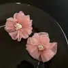 Brincos de Organza Rosa para Mulheres Verão Dopamina Brincos de Prata Esterlina Brincos Bonitos para Fotos de Viagem à Beira-Mar