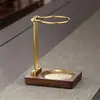 Soporte de Madera de Nogal y Cobre para Infusor de Té, Accesorios para Juego de Té Kung Fu, Base para Colador de Té, Soporte para Infusor de Té
