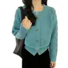 Cárdigan de Punto Trenzado con Aguja Gruesa para Mujer Otoño e Invierno Estilo Coreano Retro Estilo Perezoso Abrigo Holgado Suéter Grueso Abrigo tipo Duffle con Botones