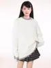 Jaqueta de Tricô Casual Feminina Estilo Coreano Outono e Inverno Solta Tendência Design de Marca Patchwork Tricô de Alta Qualidade Borda Crua