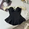 Top Preto Strapless Justo Estilo Desejo Puro com Acabamento Franzido