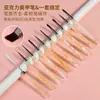 Traje de pluma para uñas estilo japonés varilla de ámbar translúcido pluma de trazo cabeza redonda pluma de fototerapia pluma de barrido cepillo para uñas tienda de uñas