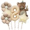 Set de globos de película de aluminio de 40 pulgadas color caramelo, blanco leche, azul talco para bebé, digital, mate, oso mágico, pastel, flor de margarita