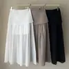 Estilo Coreano High-End Cortina de Bumbum Meia Saia Feminina Verão Nova Cintura Alta Fluida Barra Larga Linha A Longa Elegante Comute