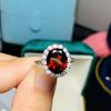 Anillo de plata 925 nuevo de fábrica con granate natural de Mozambique y diamante redondo, anillo sencillo de moda para mujer