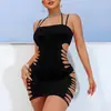 Fábrica de produtos estrangeiros europeus e americanos transfronteiriços venda direta vestido de malha bodycon sexy jacquard transparente da moda sedutor para mulheres