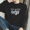320g Heavy Men's Wear Fashion Brand Impresso Top Clothes forrado de lã Quente Manga Comprida T-Shirt Sem Chapéu Camisa Base Branca