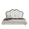 Cama Estofada Macia Ondulada Estilo Retro Francês Bloqueio de Cores Preto e Branco Cabeceira de Arco Duplo Nuvem Quarto Principal Francês Casal Cama de Casamento