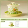 Juego de Té Factory Flower Whisper Cerámica Kung Fu Juego de Té Gama Alta Gaiwan Blanco Mineral Tetera Personal y Taza de Degustación