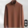 Moletom masculino de inverno, com forro de fleece, grosso, quente, com meio zíper, gola alta, pullover, cor sólida