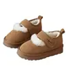 Estilo Coreano Inverno Crianças Sapatos de Couro Genuíno Crianças Botas de Neve Meninas Sapatos de Algodão Botas Curtas Meninas Botas de Princesa com Pelo Forradas com Lã e Engrossadas