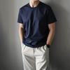 Camiseta de Cuello Redondo Estilo Americano, Alta Gama para Hombre, Holgada, Color Sólido, Peso Pesado, Manga Corta, Verano, Algodón Puro, Estilo Relajado Limpio, Camiseta Básica