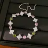 Pulseira oval de zircônia na cor dopamina, uma peça luxuosa e única com um toque de alta qualidade, um estilo doce e fresco, perfeita para mulheres