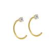 Pendientes pequeños de plata de ley S925 con cuatro garras y incrustaciones de diamantes, redondos, de estilo japonés y coreano, elegantes, chapados en oro, de lujo, para mujer.