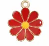 Aa-10 Novo DIY Joias Pequena Margarida Liga Esmalte Pingente Chaveiro Charme Colar Pulseira Brinco Acessórios