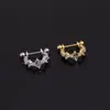 Clip de oreja tipo U de 0.8x8 mm para mujer, joya para oreja con perforación europea y americana, clavo de oreja de acero inoxidable, moda con circonita incrustada