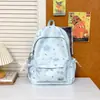 Mochila fufu de leite estrela azul claro coração doce de cura estilo menina para meninas do ensino fundamental e médio mochila de ensino médio