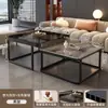 Mesa de Centro Cuadrada Sala de Estar Hogar Apartamento Pequeño Mesa Simple Moderna Piedra Sinterizada Lujo Ligero Influencer Vidrio Templado Mesa de Centro Pequeña