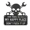 Transfronteiriço Este É o Meu Lugar Feliz Placa de Parede de Metal Placa de Caveira de Lugar Feliz
