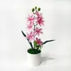 7 flores de jazmín artificiales en una maceta para decoración del hogar y la oficina, bonsái de flores artificiales para fotografía y arreglo fotográfico, maceta pequeña