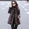 Jaqueta de couro de pele de ovelha Haining para mulheres, jaqueta acolchoada, estilo curto, plus size, casaco de pele, inverno slim-fit, adequado para mães