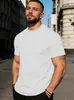 Camiseta Masculina Casual Esportiva Simples de Algodão Puro com Gola Redonda, Cor Sólida, Manga Curta, Comércio Exterior Europeu e Americano Amazon Transfronteiriço, Verão