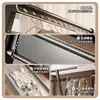 Perchero plegable de pie para uso doméstico en balcón o interiores, tendedero de doble barra de acero inoxidable engrosado para edredones, perchero multifuncional de almacenamiento