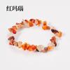 Pulsera de mujer de piedra mineral en bruto de cristal natural, pulsera de grava irregular de cristal rosa con cuerda elástica, joyería de regalo