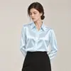Camisa de seda feminina 2026 novo top de primavera, camisa respirável de alta qualidade, camisa de manga longa de seda de amoreira 19 momme para o trabalho