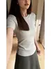 Camiseta de Verano para Mujer, Estilo Nuevo, Ajustada, Manga Corta, Cintura Ceñida, Favorecedora y Adelgazante, Adecuada como Capa Base
