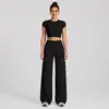 Conjunto de Roupa Esportiva Yoga Transfronteiriça de Manga Curta para Mulheres, Tecido Escovado Justo Camiseta Fitness, Conjunto de Tops Casuais para Corrida de Secagem Rápida