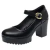 Zapatos de Madre de Cuero Suave Tacón Grueso Zapatos de una Sola Pieza Mujer 2026 Otoño Nuevo Estilo Desfile de Moda Qipao Plataforma Impermeable Suela Suave Antideslizante Zapatos de Cuero para Mujer