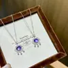 Fecho Estrela Roxo~Prata Esterlina S925 Ametista Natural Fecho de Segurança Colar Feminino Design de Nicho Pingente de Sino Alto Padrão