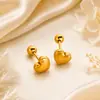 Brincos de aço titânio em formato de coração para mulheres, não desbotam, ear cuffs de alta qualidade e elegantes, design de rosca para evitar perdas, brincos de pérola redonda fosca