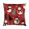 Funda de Cojín Decorativo para el Hogar de Navidad Lino Estilo Rústico Retro Muñeco de Nieve Elementos Navideños Funda de Cojín para Coche Festival