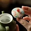 Tetera de Cerámica Pintada a Mano con Pequeño Diseño de Mandarina Verde para Uso Doméstico, Juego de Té Kung Fu con Filtro de Agujero de Bola, Tetera de Mano Estilo Antiguo