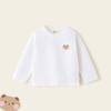 Camiseta de Manga Larga para Niño Top de Algodón Puro Estilo Occidental Ropa para Niños Camiseta Blanca Primavera 2024 Nuevo Estilo para Niña Bebé