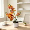 Decoración para el Hogar Artificial Orquídea Phalaenopsis Bonsái de 21 Piezas Adorno para Bodas, Hoteles y Arreglos de Patios, Tacto Realista Flor Falsa Planta Pequeña en Maceta