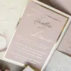 Diretamente do Fabricante: 70% de desconto em Convites de Casamento em Camadas com Estampagem em Ouro Relevo e Decoração com Fita, Convites de Casamento Personalizáveis
