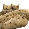 Conjunto de Cuatro Piezas de Leche Estampada de Invierno, Manta de Coral de Doble Cara, Funda de Edredón Individual, Conjunto de Tres Piezas para Dormitorio Individual/Doble, Uso Doméstico