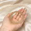 Pulseira de olho de gato natural 9mm, estilo fino, calcedônia branca transparente como gelo, joias em ouro champagne lua branca, item popular para atrair clientes, atacado
