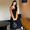 Vestido vintage de retalhos color block com gola virada e botões, manga longa, plus size, para mulheres, outono, vestido longo evasê, atacado transfronteiriço