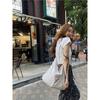 Bolso de Lona Blanco de Lunares Mismo Estilo que Song Hye Kyo Bolso Grande de Gran Capacidad para Usar en Bangkok Bolso de Hombro Nuevo Estilo 2025