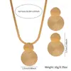 Conjunto de Brincos Redondos Exagerados e Colar Europeu e Americano, Moderno e Estiloso, Brincos Geométricos de Metal Retrô de Alta Qualidade para Mulheres