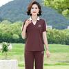 Traje Casual Deportivo para Mamá Nuevo de Moda para Mujer Conjunto de Dos Piezas Camiseta de Manga Corta Pantalones para Correr Ropa Casual